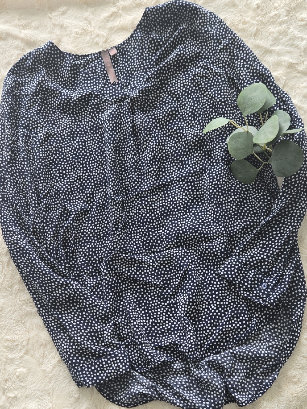 Brilla & Em Lemmy Navy Polka Dot Blouse